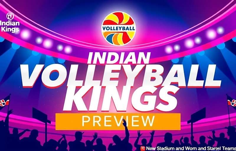 Indian Volley Kings - Upcoming Features with Indian Volley Kings watermark Indian Volley Kings upcoming features preview showing new stadiums and women's teams